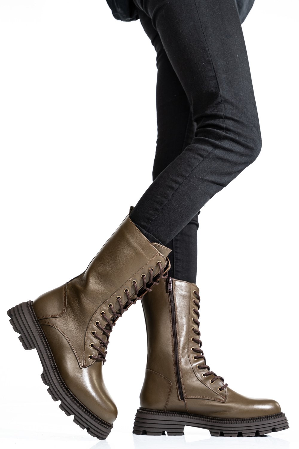 CIZME FEMEI PIELE NATUTRALA KHAKI  2S7732-032NP