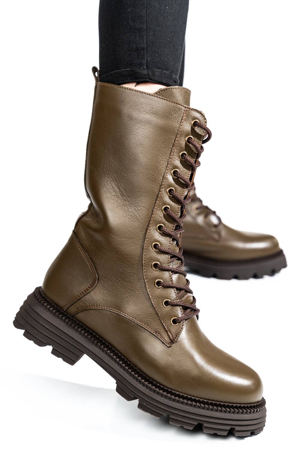 CIZME FEMEI PIELE NATUTRALA KHAKI  2S7732-032NP