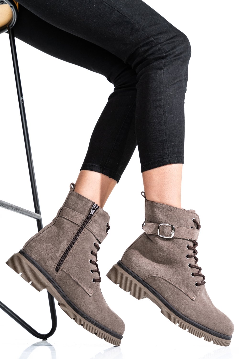 GHETE DAMA PIELE NATURALA INTOARSA TAUPE 2S7732-034SP