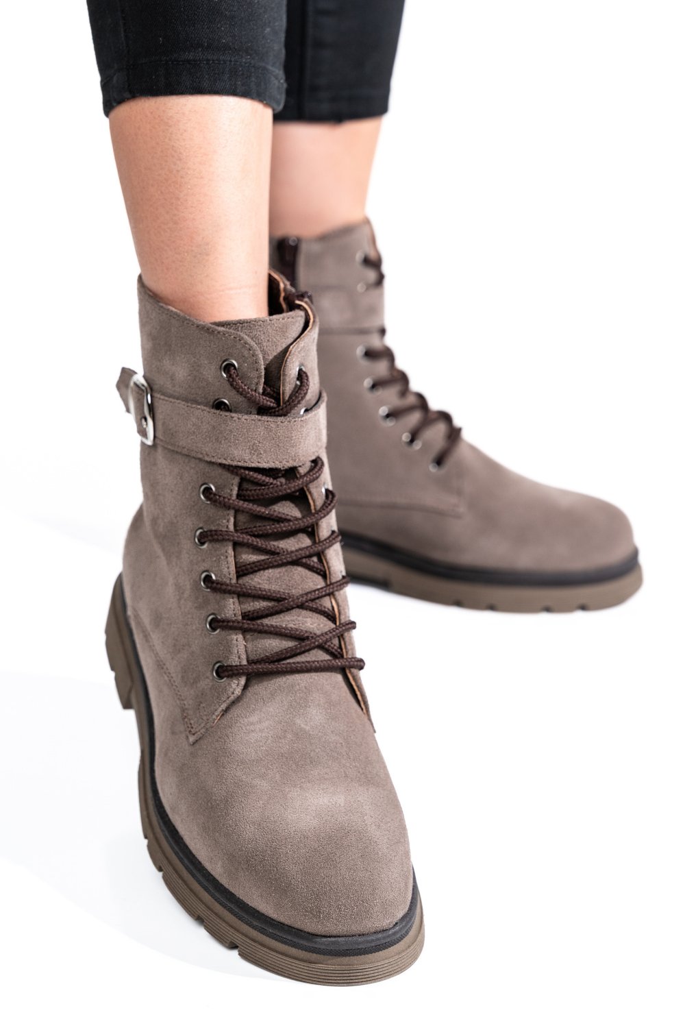 GHETE DAMA PIELE NATURALA INTOARSA TAUPE 2S7732-034SP