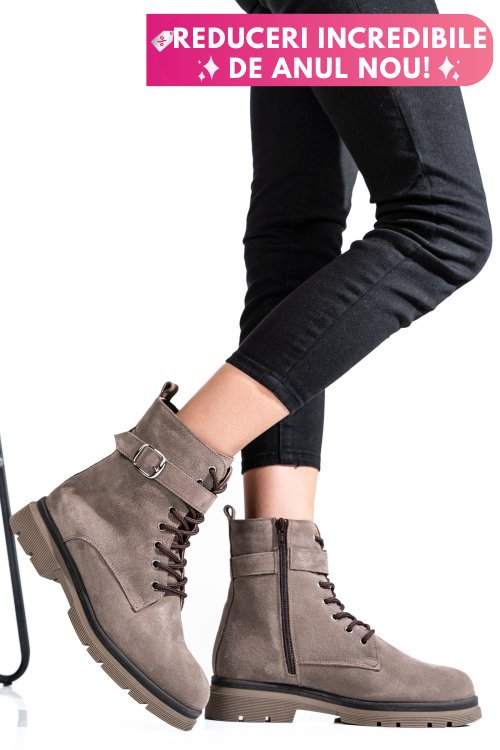Ghete dama piele naturala intoarsa taupe 2s7732-034sp