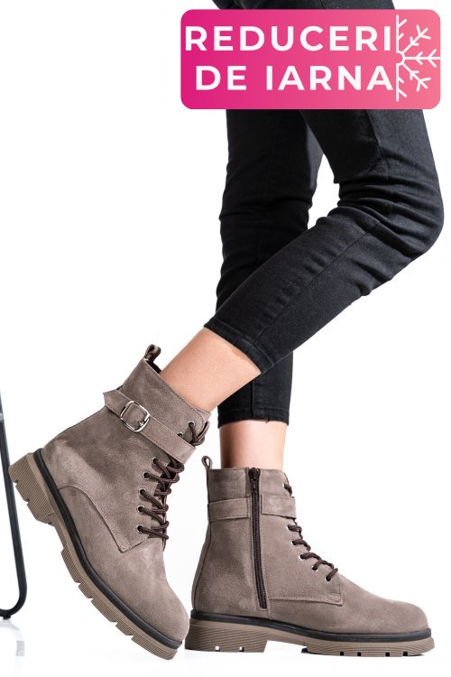 Ghete dama piele naturala intoarsa taupe 2s7732-034sp