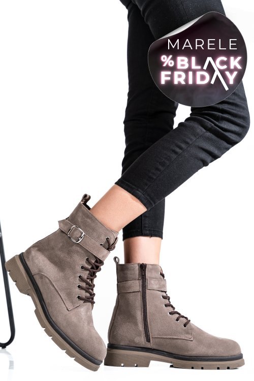 Ghete dama piele naturala intoarsa taupe 2s7732-034sp