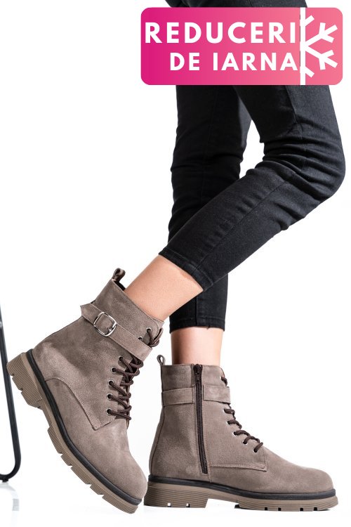 Ghete dama piele naturala intoarsa taupe 2s7732-034sp