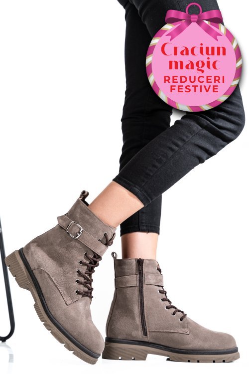 Ghete dama piele naturala intoarsa taupe 2s7732-034sp