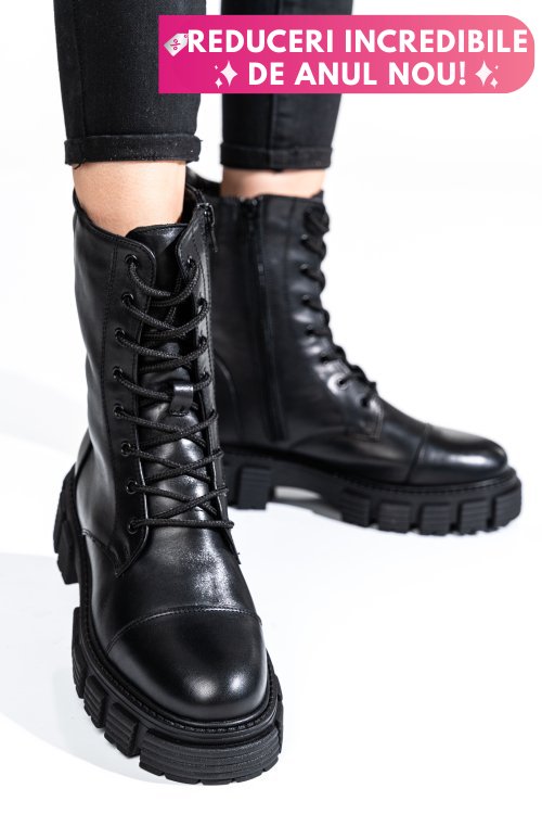 Ghete negre piele naturala intoarsa 2s7732-034sp