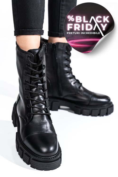 Ghete negre piele naturala intoarsa 2s7732-034sp