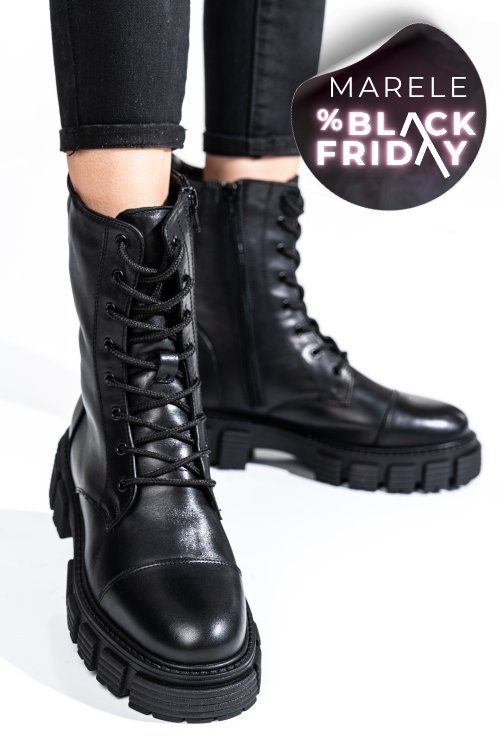 Ghete negre piele naturala intoarsa 2s7732-034sp