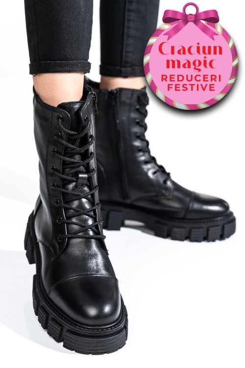 Ghete negre piele naturala intoarsa 2s7732-034sp