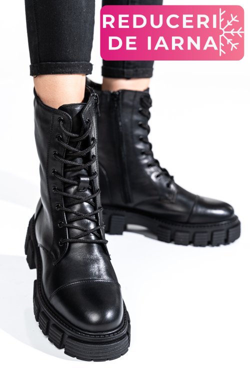 Ghete negre piele naturala intoarsa 2s7732-034sp