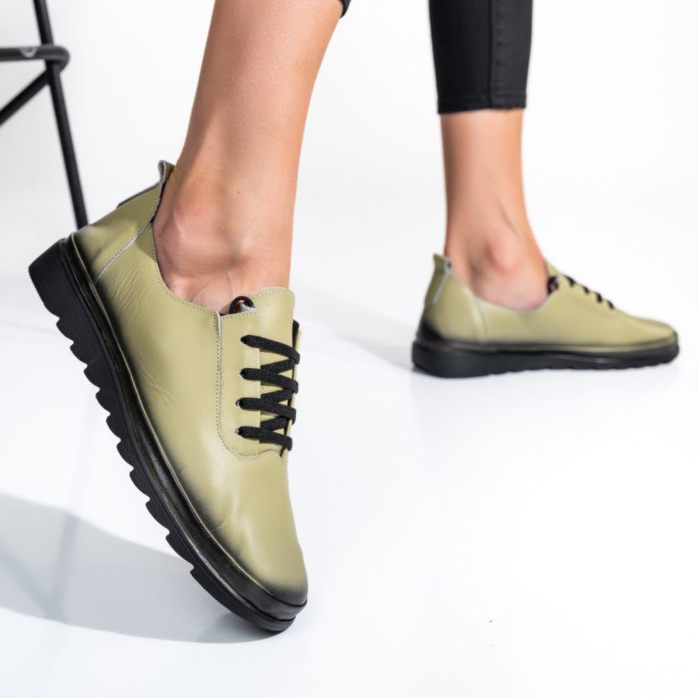 PANTOFI OLIVE PIELE NATURALA APCK710
