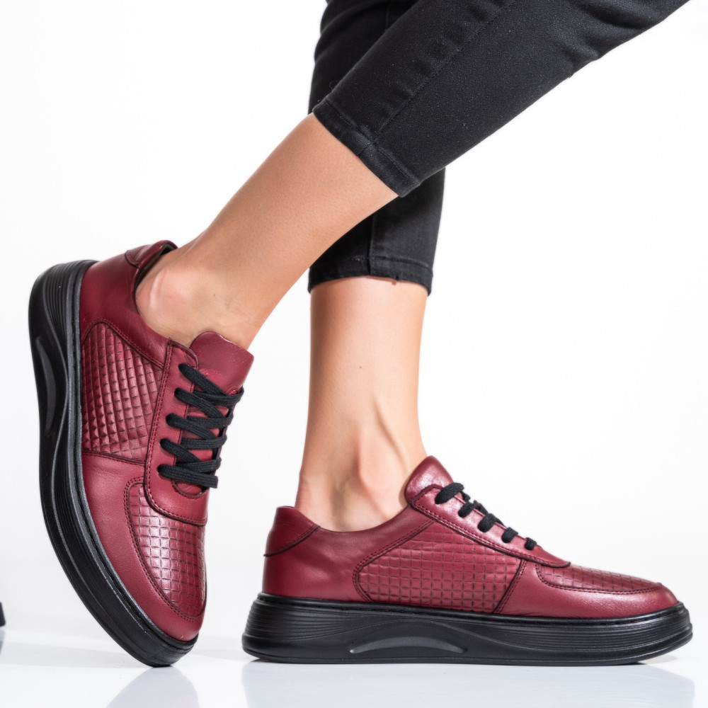 PANTOFI BORDO PIELE NATURALA APCKD330