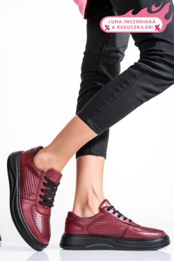 PANTOFI BORDO PIELE NATURALA APCKD330