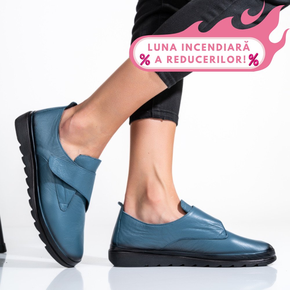 PANTOFI ALBASTRI PIELE NATURALA APCK700
