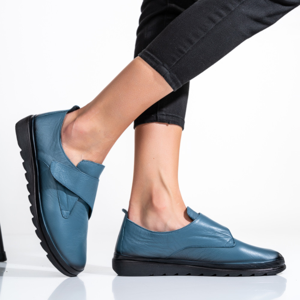 PANTOFI ALBASTRI PIELE NATURALA APCK700