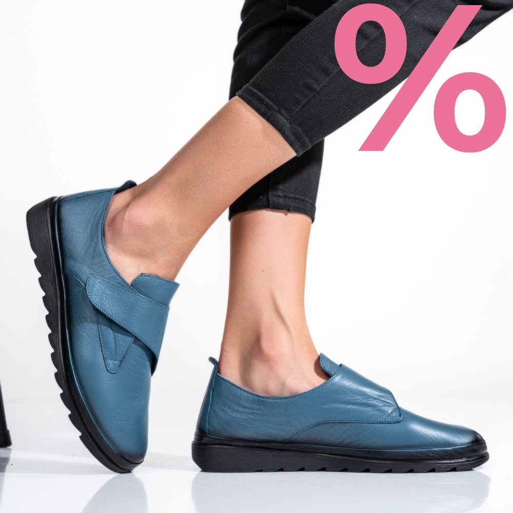 PANTOFI ALBASTRI PIELE NATURALA APCK700