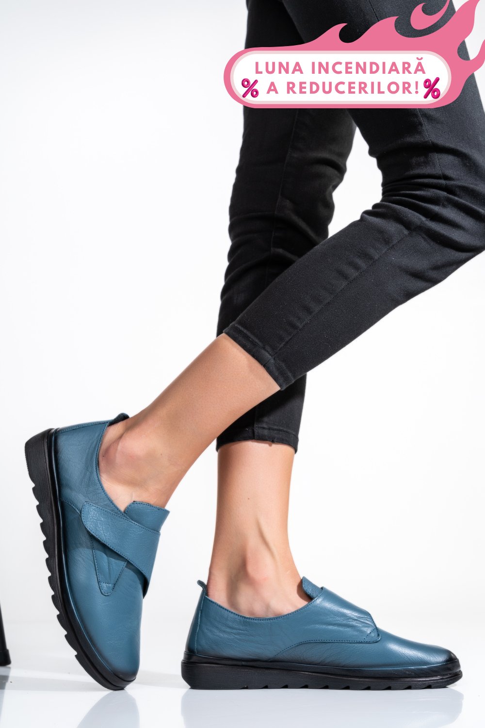 PANTOFI ALBASTRI PIELE NATURALA APCK700