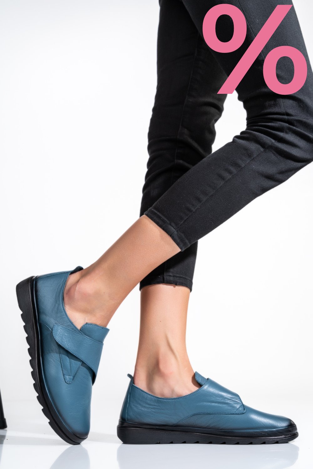 PANTOFI ALBASTRI PIELE NATURALA APCK700