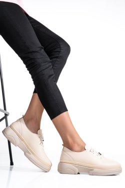 PANTOFI SPORT BEJ PIELE NATURALA APCKD23099