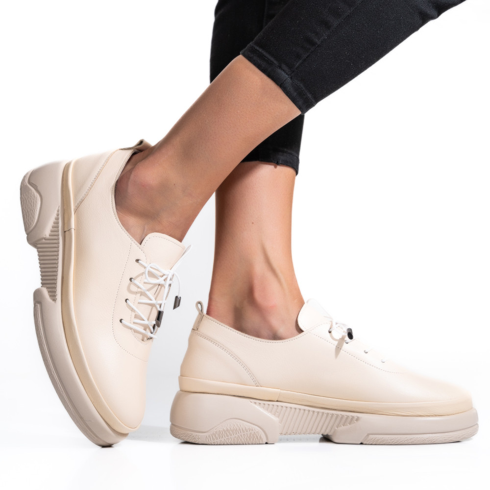 PANTOFI SPORT BEJ PIELE NATURALA APCKD23099