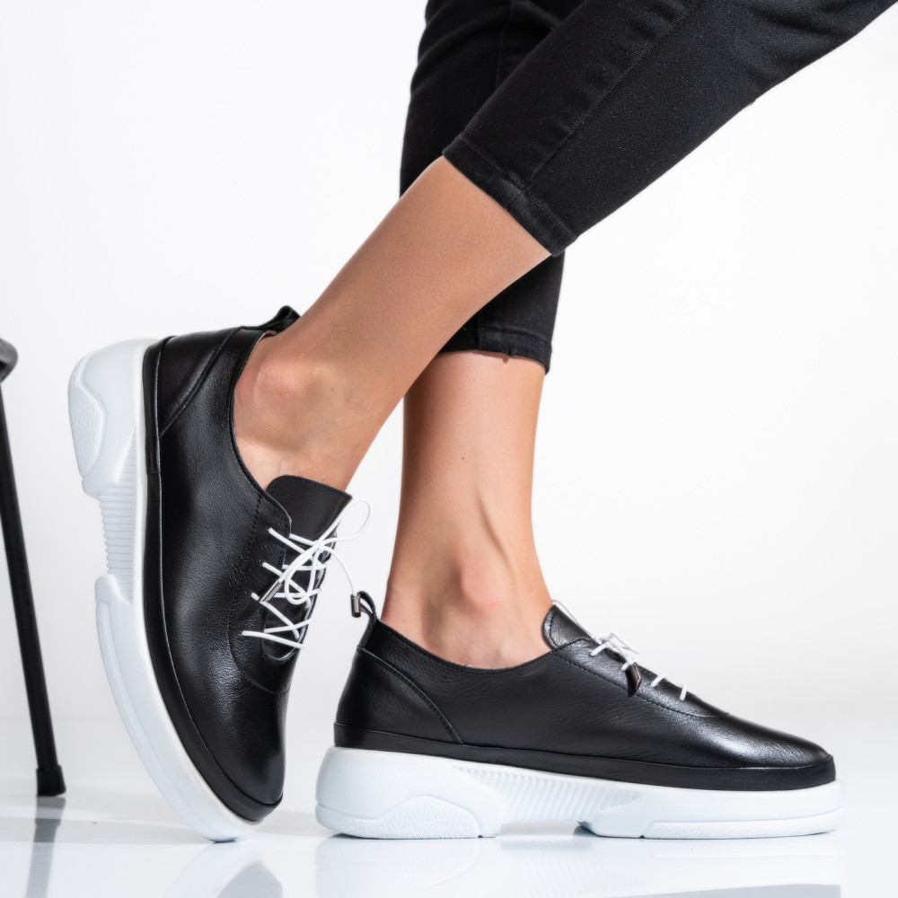 PANTOFI SPORT NEGRI PIELE NATURALA APCKD23099