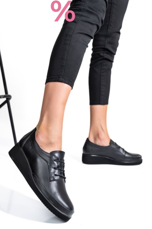 Pantofi negri piele naturala apckd2757