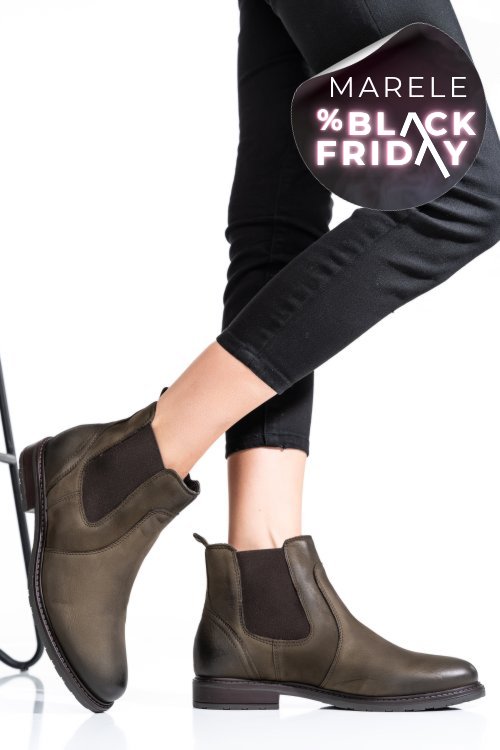 Ghete femei piele naturala gri inchis 6s77486