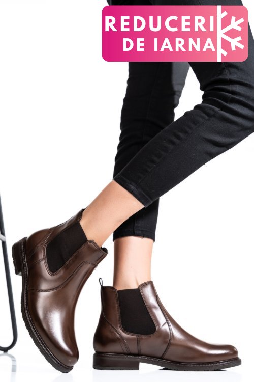 Ghete femei piele naturala maro inchis 6s77486