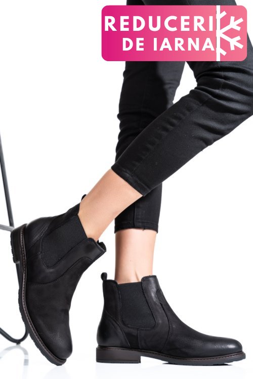 Ghete dama captusite  piele naturala negre 6s77486