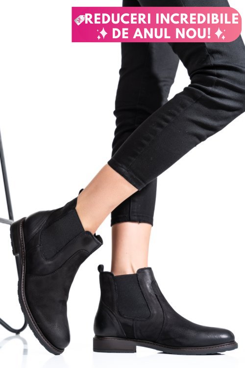 Ghete dama captusite  piele naturala negre 6s77486