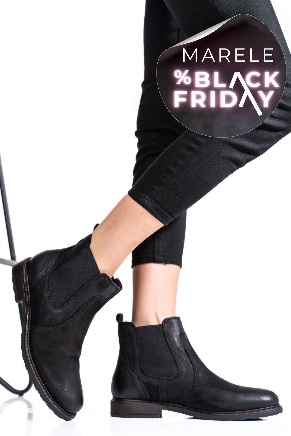 GHETE DAMA CAPTUSITE  PIELE NATURALA NEGRE 6S77486