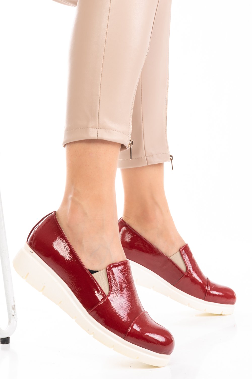 ESPADRILE ROSII PIELE NATURALA LACUITA VIRA