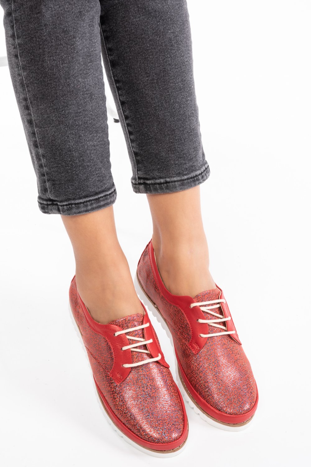 PANTOFI SPORT ROSII PIELE NATURALA SANY