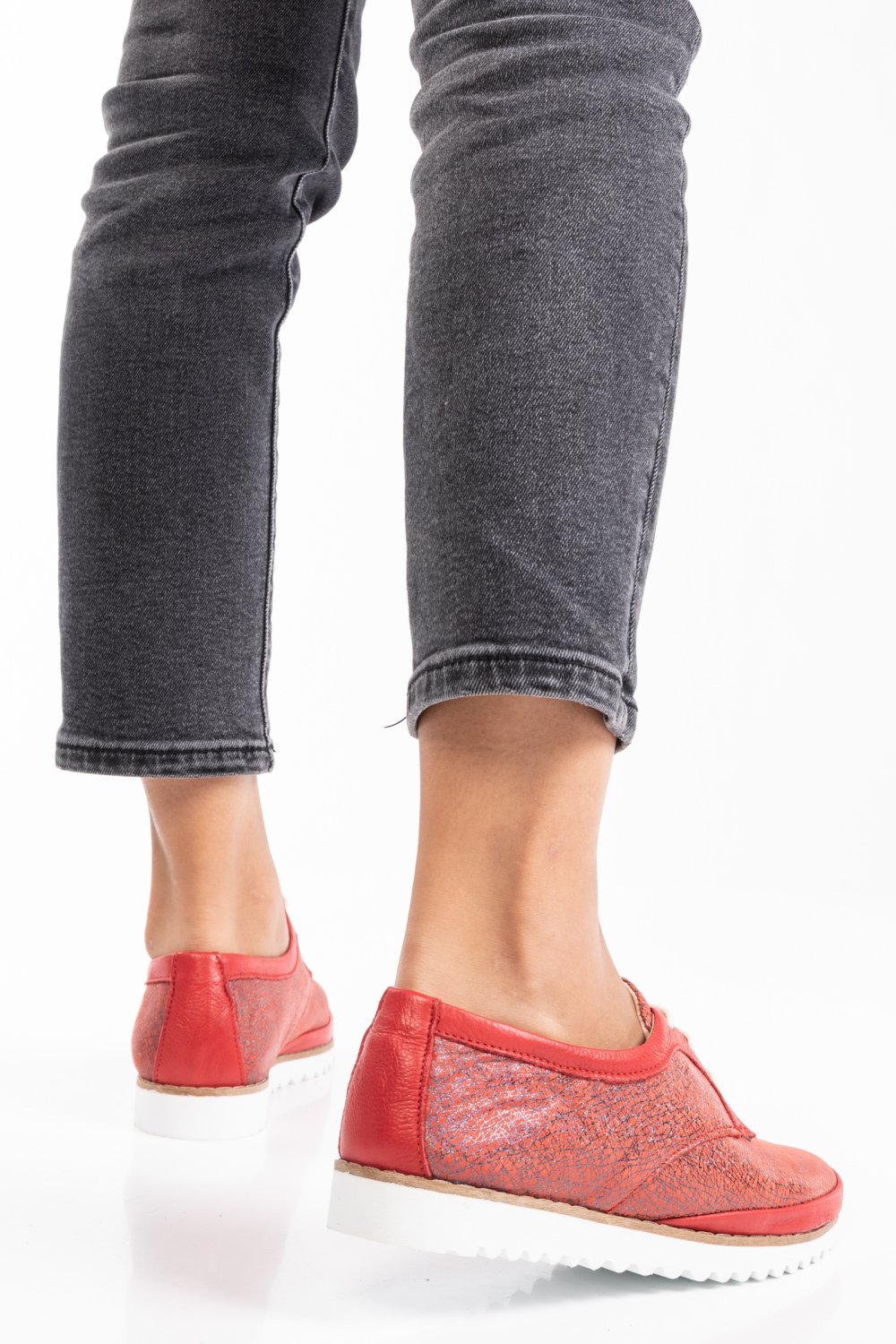 PANTOFI SPORT ROSII PIELE NATURALA SANY