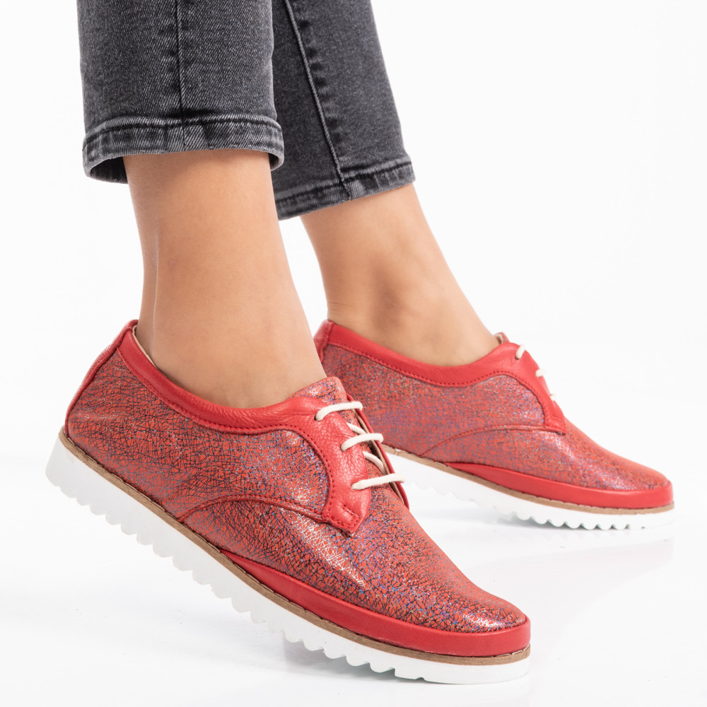 PANTOFI SPORT ROSII PIELE NATURALA SANY