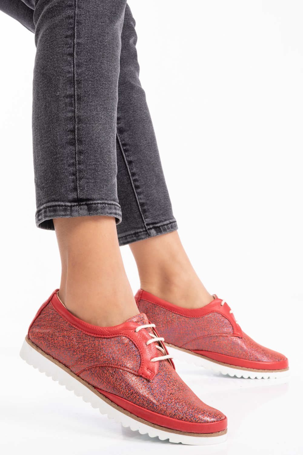 PANTOFI SPORT ROSII PIELE NATURALA SANY