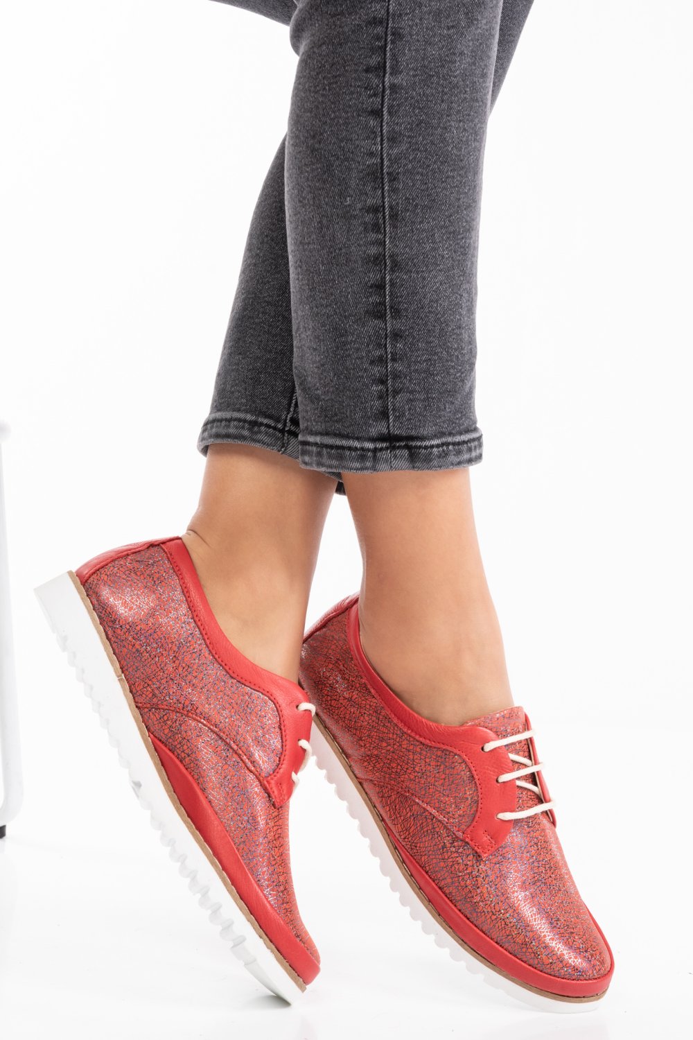 PANTOFI SPORT ROSII PIELE NATURALA SANY
