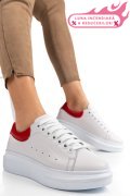 PANTOFI SPORT ALB ROSU PIELE NATURALA 2S7701684