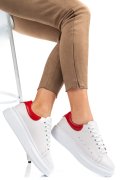 PANTOFI SPORT ALB ROSU PIELE NATURALA 2S7701684