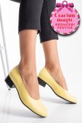 PANTOFI DAMA PIELE NATURALA GALBENI TOC MIC 2S77040