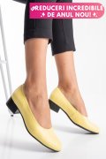 PANTOFI DAMA PIELE NATURALA GALBENI TOC MIC 2S77040