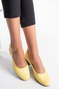 PANTOFI DAMA PIELE NATURALA GALBENI TOC MIC 2S77040