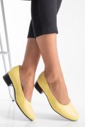 PANTOFI DAMA PIELE NATURALA GALBENI TOC MIC 2S77040