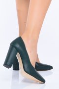 PANTOFI DAMA PIELE NATURALA VERZI CU TOC MELENA