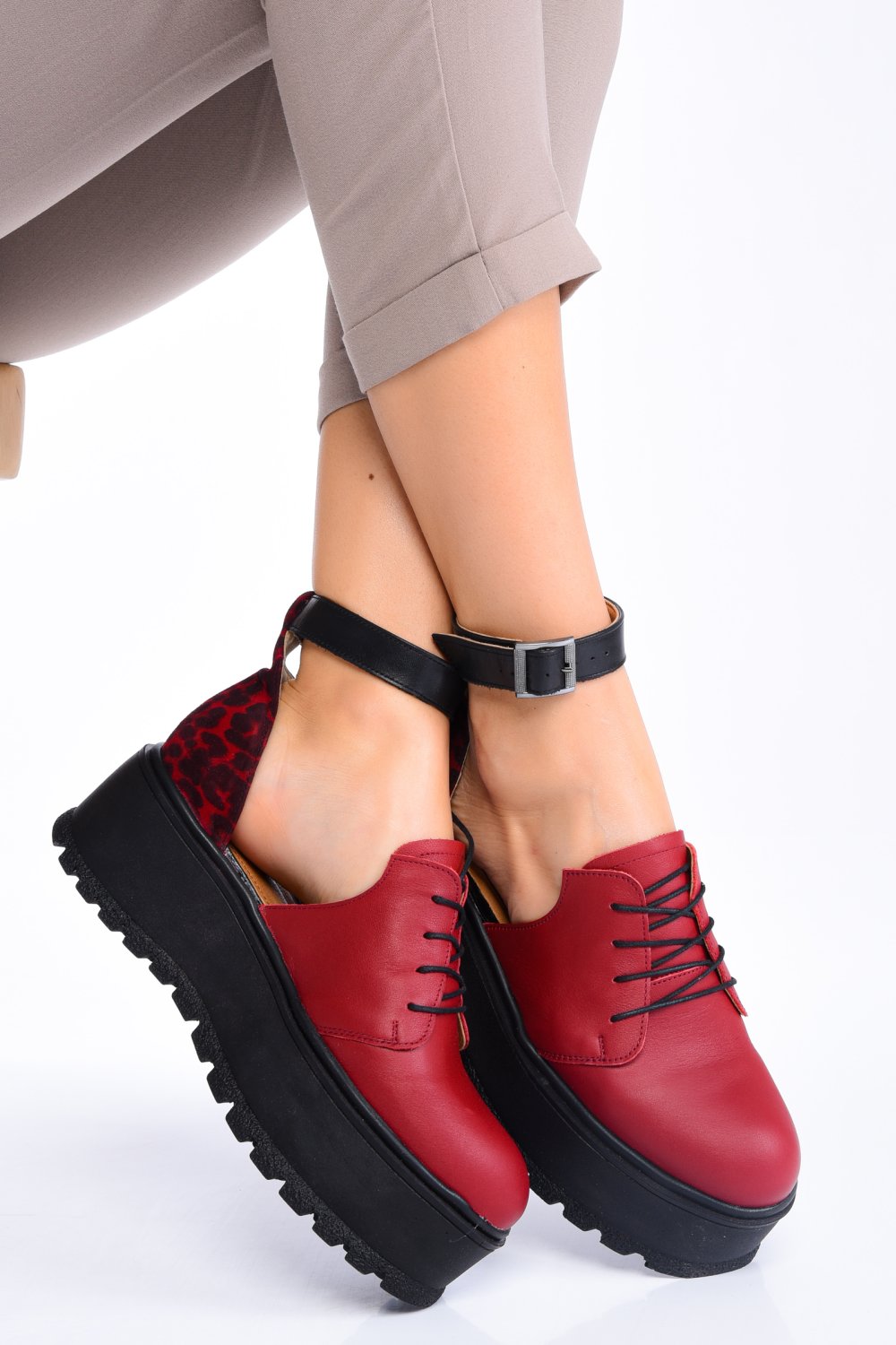 GHETE ROSII PIELE NATURALA 2S77090