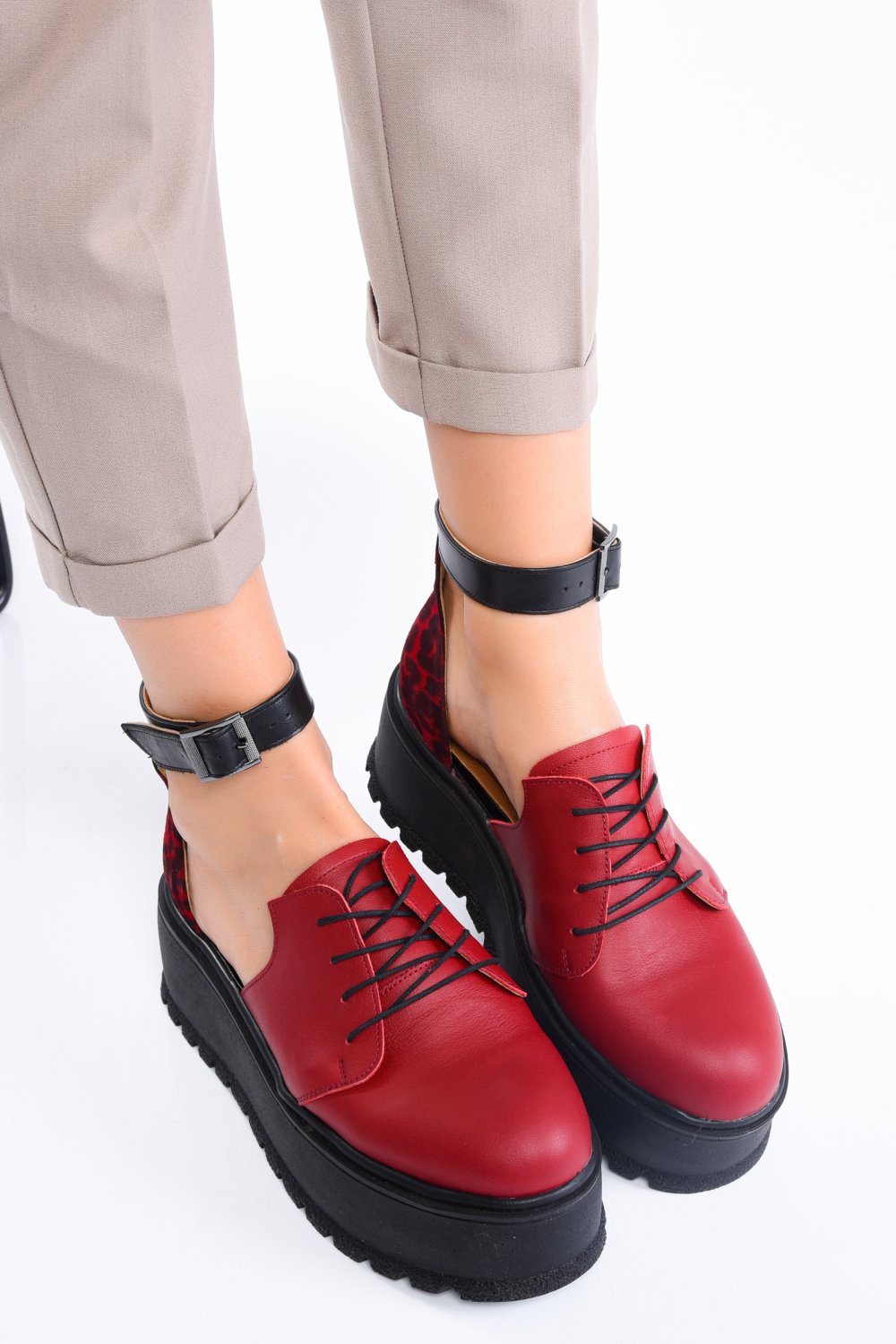 GHETE ROSII PIELE NATURALA 2S77090