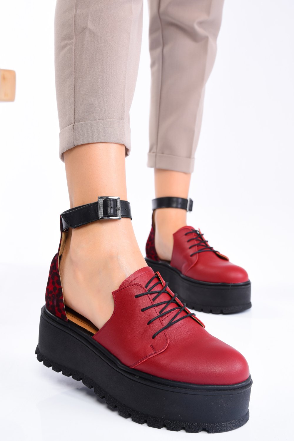 GHETE ROSII PIELE NATURALA 2S77090