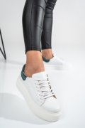PANTOFI SPORT DAMA PIELE NATURALA  ALB VERDE  3S77001B