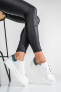 PANTOFI SPORT DAMA PIELE NATURALA  ALB VERDE  3S77001B