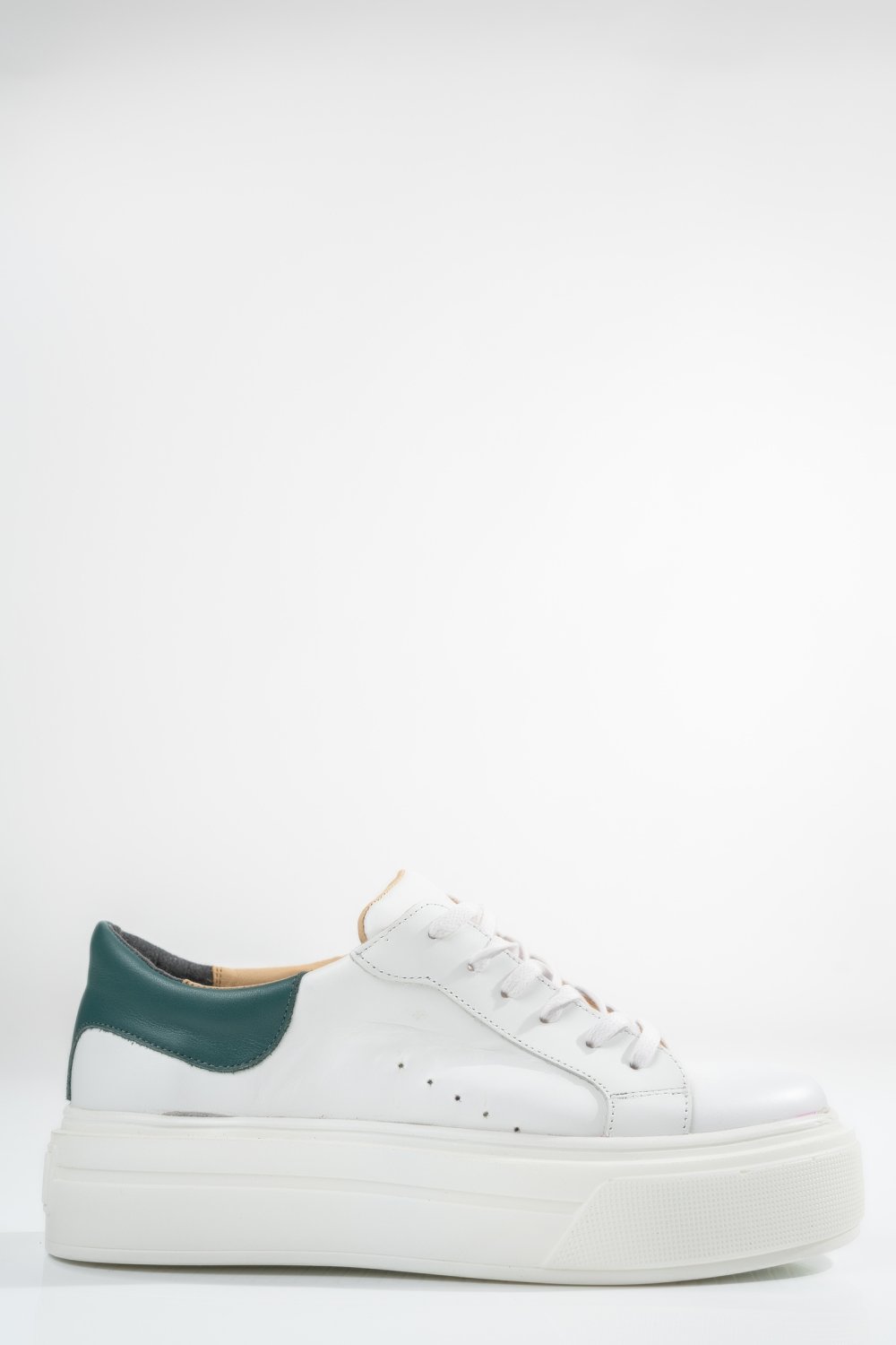 PANTOFI SPORT DAMA PIELE NATURALA  ALB VERDE  3S77001B
